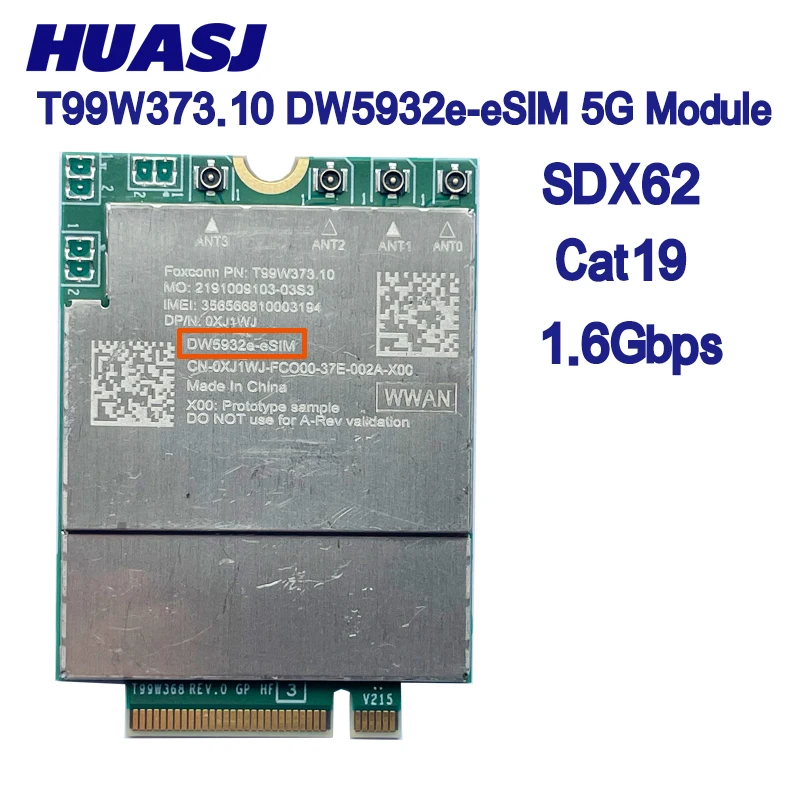 T99W373 DW5932e-eSIM DW5932e 5G módulo LTE Cat19 M.2 tarjeta inalámbrica WWAN para portátil Dell Latitude 7350 7450 7650 9450