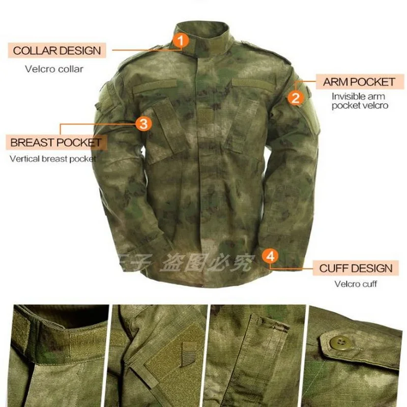 Conjunto de uniforme de entrenamiento de camuflaje A-TACS FG Ruins con tela a cuadros antiarañazos y resistente al desgaste - imagen 3