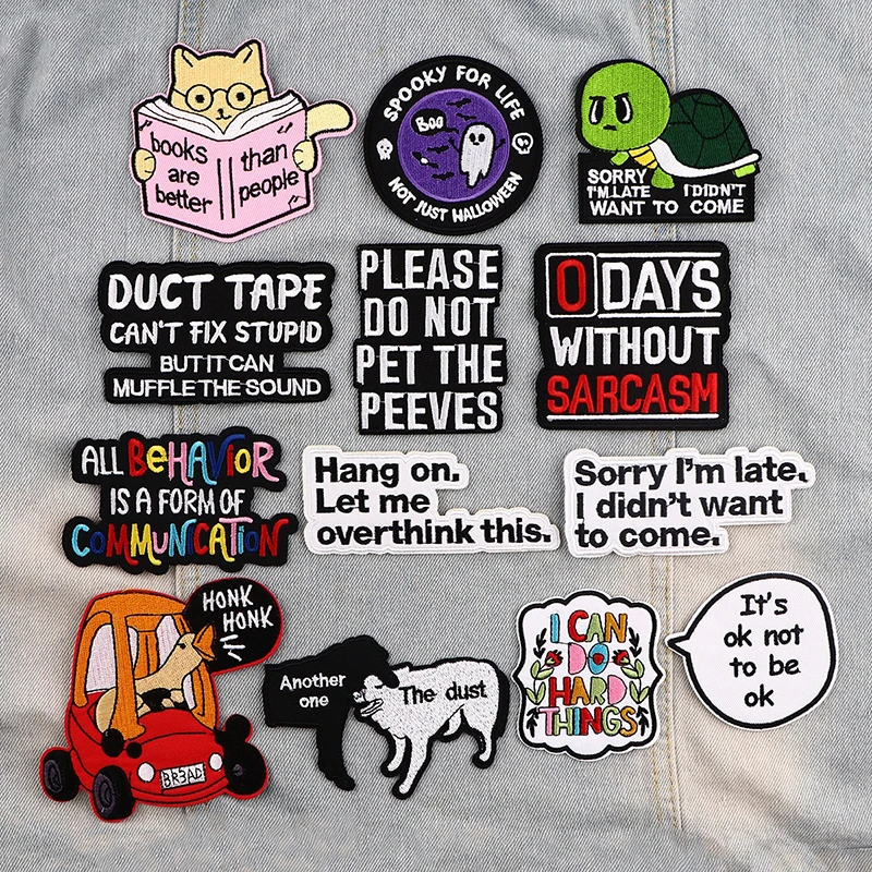 Parche bordado de dibujos animados con citas de ganso, accesorios de ropa y equipaje, parches de planchado de animación, nuevo