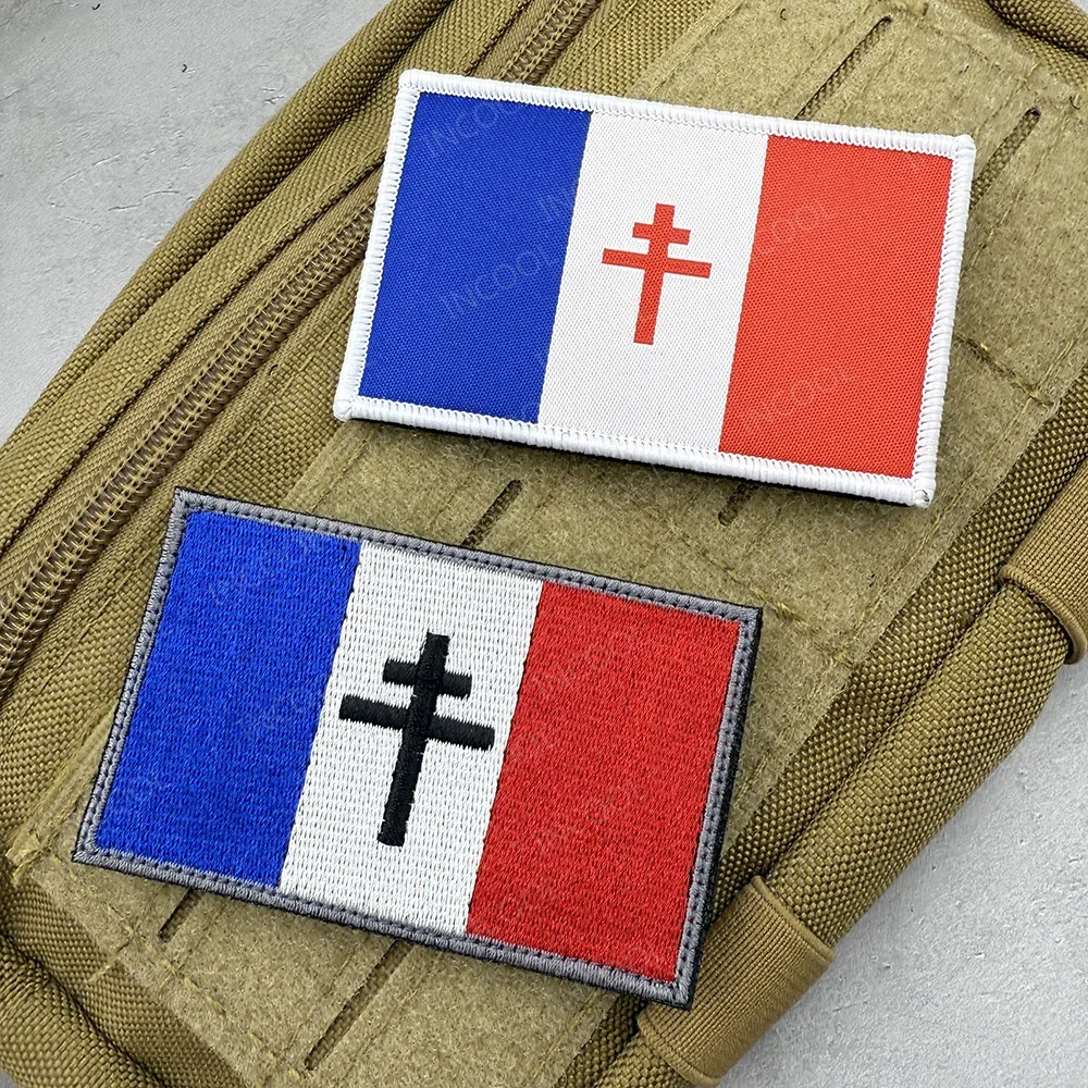 Bandera de Francia con parche bordado cruzado, apliques de banderas coloridas francesas, parches decorativos para hombro para bolso, gorra, chaquetas, chaleco DIY - imagen 4
