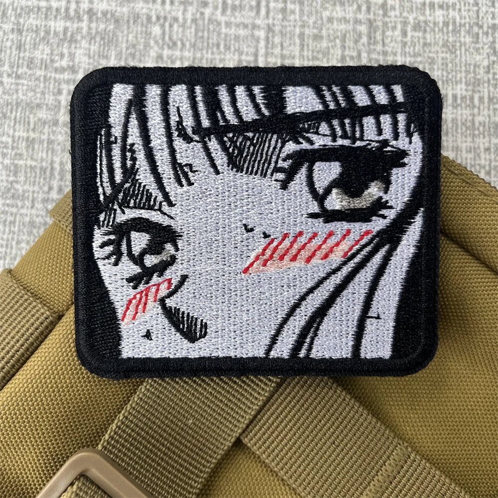 Insignia de moral de gato Samurái y Chica de Anime japonés, parches bordados, mochila táctica, brazalete militar de gancho y bucle - imagen 3