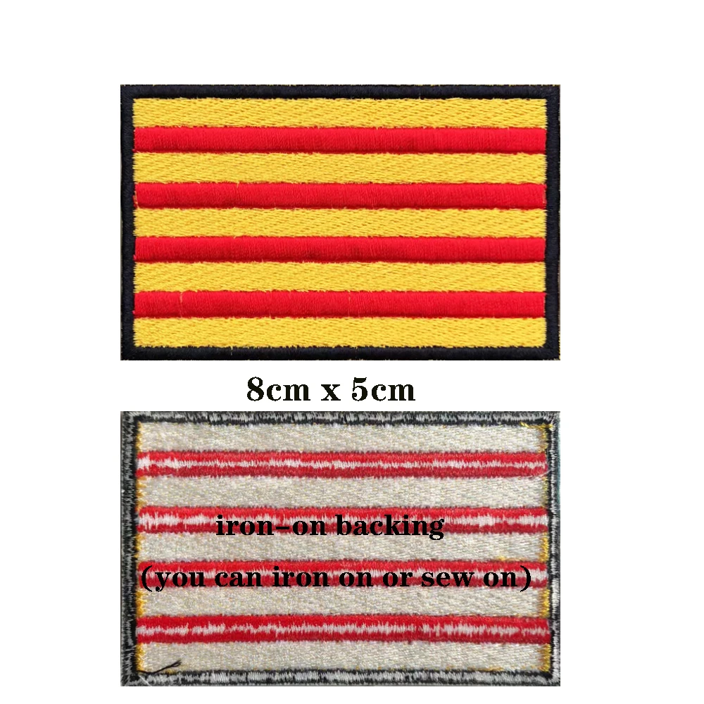 Parches de bandera de cataluña, brazalete bordado con gancho y bucle o hierro, insignia bordada, raya militar, 1 ud. - imagen 2