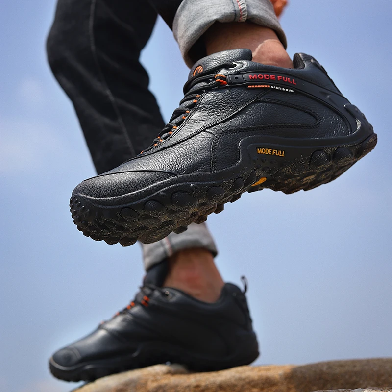 Zapatos de senderismo de piel de vaca para hombre, botas de caza de montaña, zapatos impermeables para caminar al aire libre, zapatos de trekking, zapatillas tobilleras de escalada para mujer - imagen 5