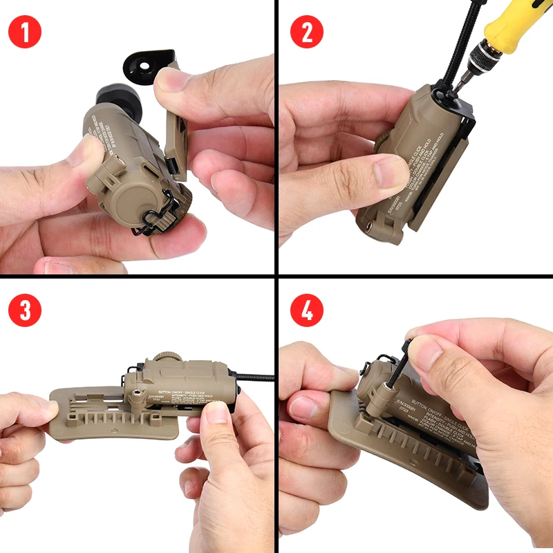 WADSN-casco táctico Sidewinder, luz estroboscópica, luz IR roja, verde, azul y blanca, linterna LED IFF con Clip para casco con riel de arco de tallo - imagen 5