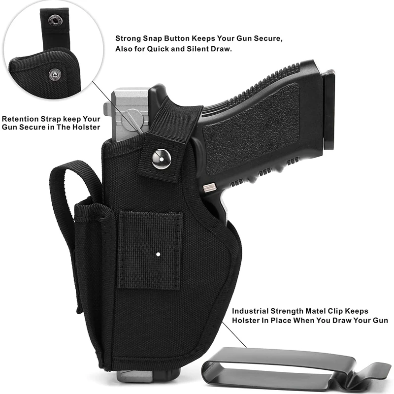 Tactical Gun Holster Concealed Pistol Holster Left Right Hand Universal Belt Holster with Mag Holder for Glock 17 19 Beretta M9 - imagen 2