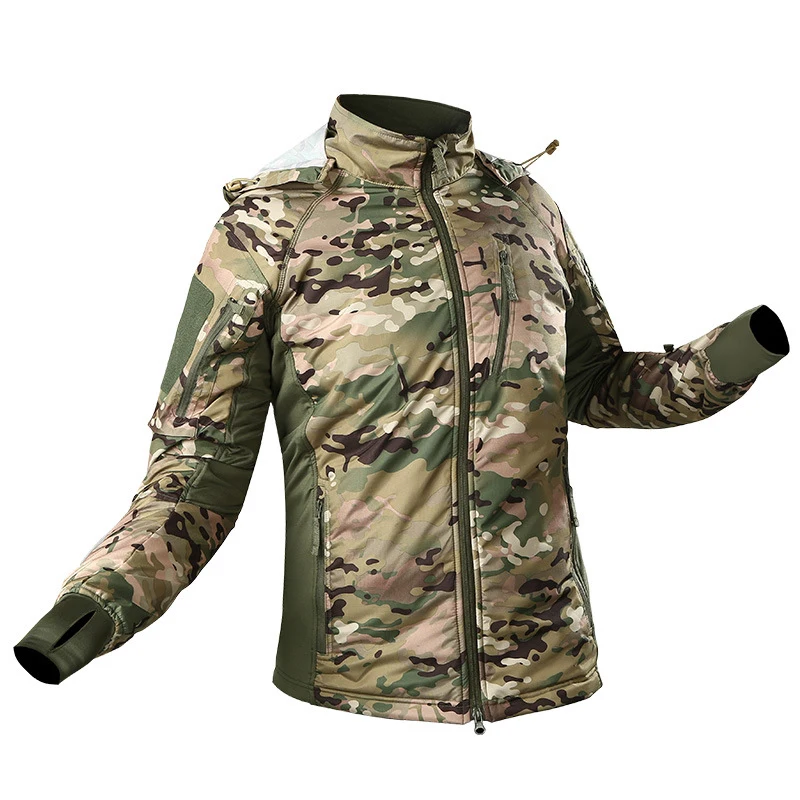 Chaqueta táctica de camuflaje Softshell para hombre, cortavientos con capucha, abrigo de lana, ropa de caza, chaquetas impermeables - imagen 4