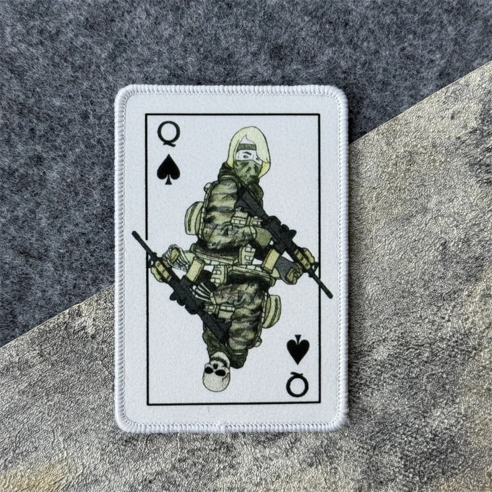 Parche de tarjeta de Reina táctica "Ace Operator", insignia de moral táctica moral, parches de gancho y bucle impresos para ropa, pegatina para mochila - imagen 3