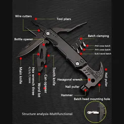 Alicate plegable multiusos de acero inoxidable para camping y emergencia