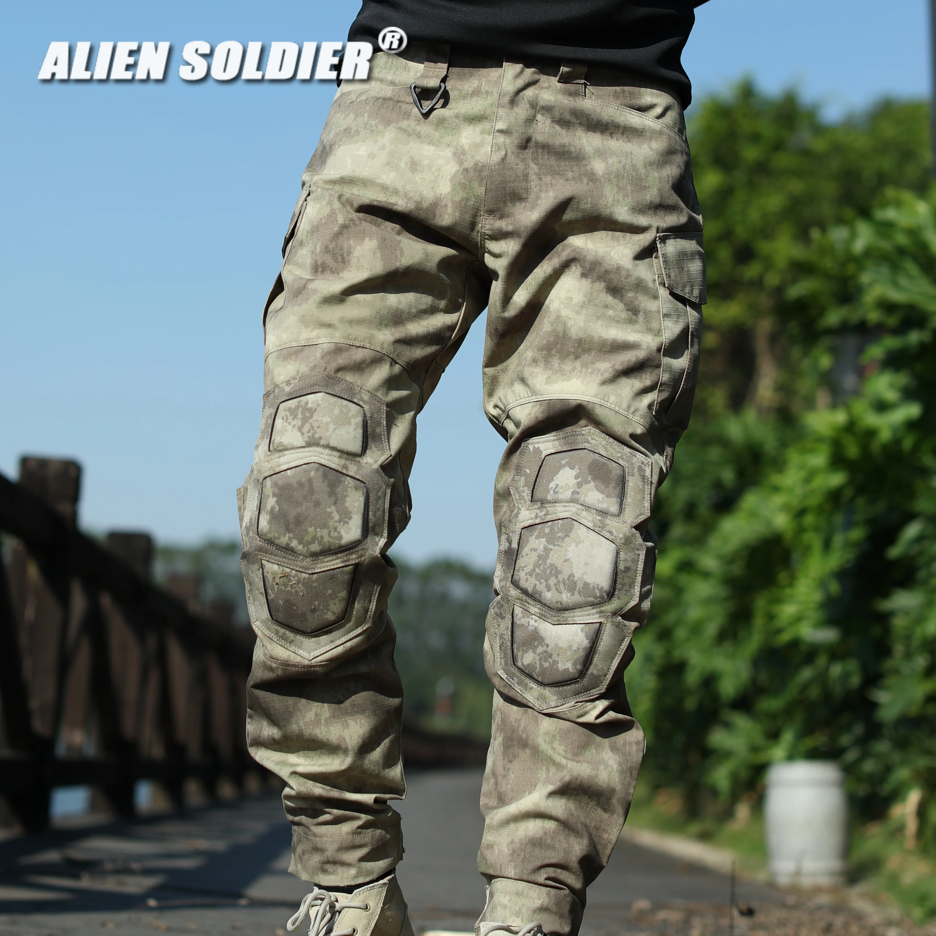 Pantalones tácticos para montar en motocicleta, ropa para exteriores, Camuflaje, concha de tortuga, protector de rodilla, A-TAC, fuerzas especiales - imagen 3