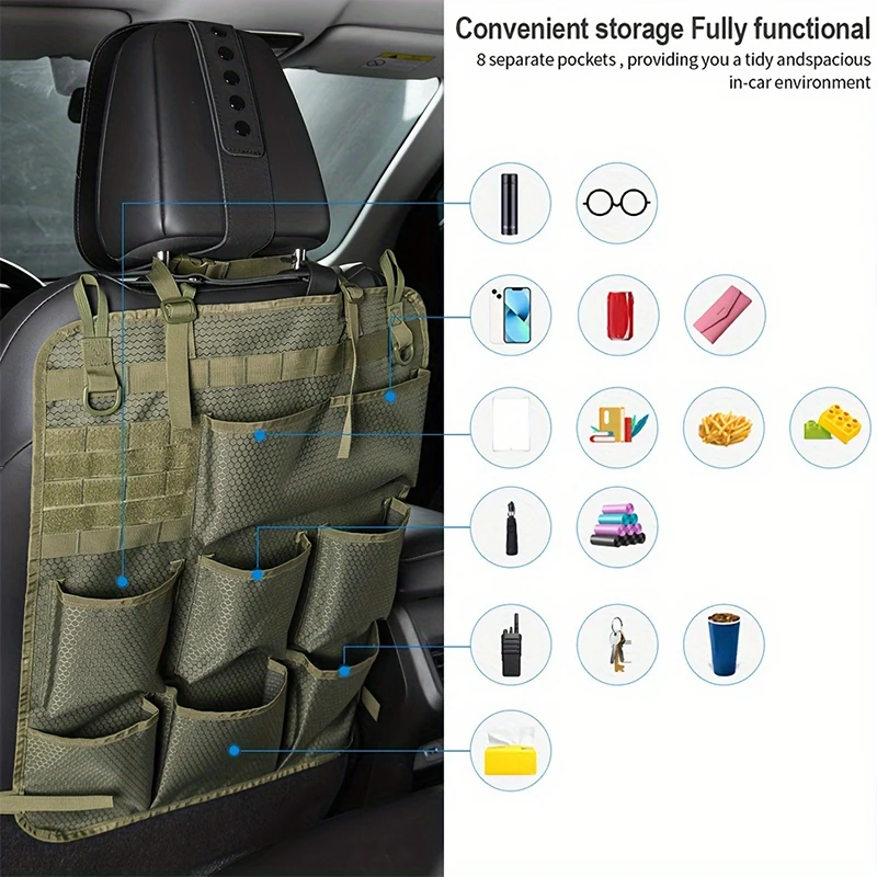 Bolsa colgante para asiento de coche con sistema Molle, bolsa multifunción, herramientas Oxford 600D, accesorios, bolsa colgante - imagen 3