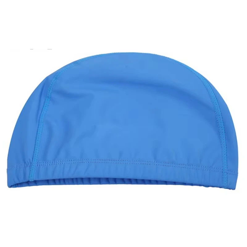 Gorro de natación de tela PU para hombre y mujer, gorro impermeable para piscina, deportes acuáticos, protege las orejas, gorros de baño de pelo largo de talla grande para adultos - imagen 5