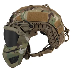 Casco táctico rápido cobertura completa lentes máscara airsoft caza