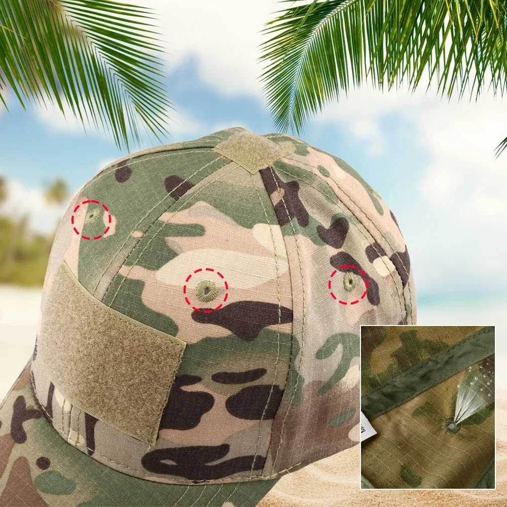 Gorras de béisbol tácticas de camuflaje, gorra de camionero transpirable de malla, Airsoft, deporte, caza, Camping, Snapback ajustable, sombreros a prueba de sol - imagen 5