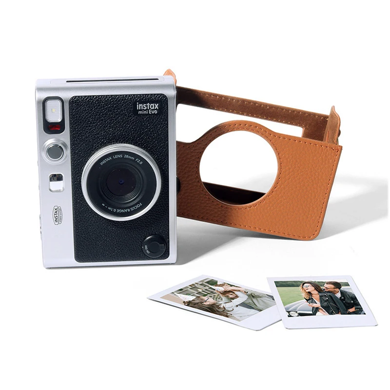 Funda de cuero Retro genuino para Fujifilm Instax Mini EVO, bolsa de almacenamiento para cámara instantánea, carcasa protectora suave con correa para el hombro - imagen 5