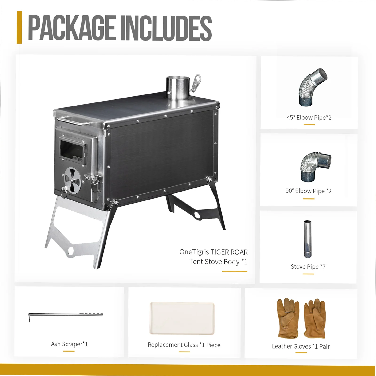 OneTigris Tiger Roar tienda estufa Camping portátil fuego calentador de madera quemador para invierno Camping caza cocina al aire libre Bushcrafting - imagen 3