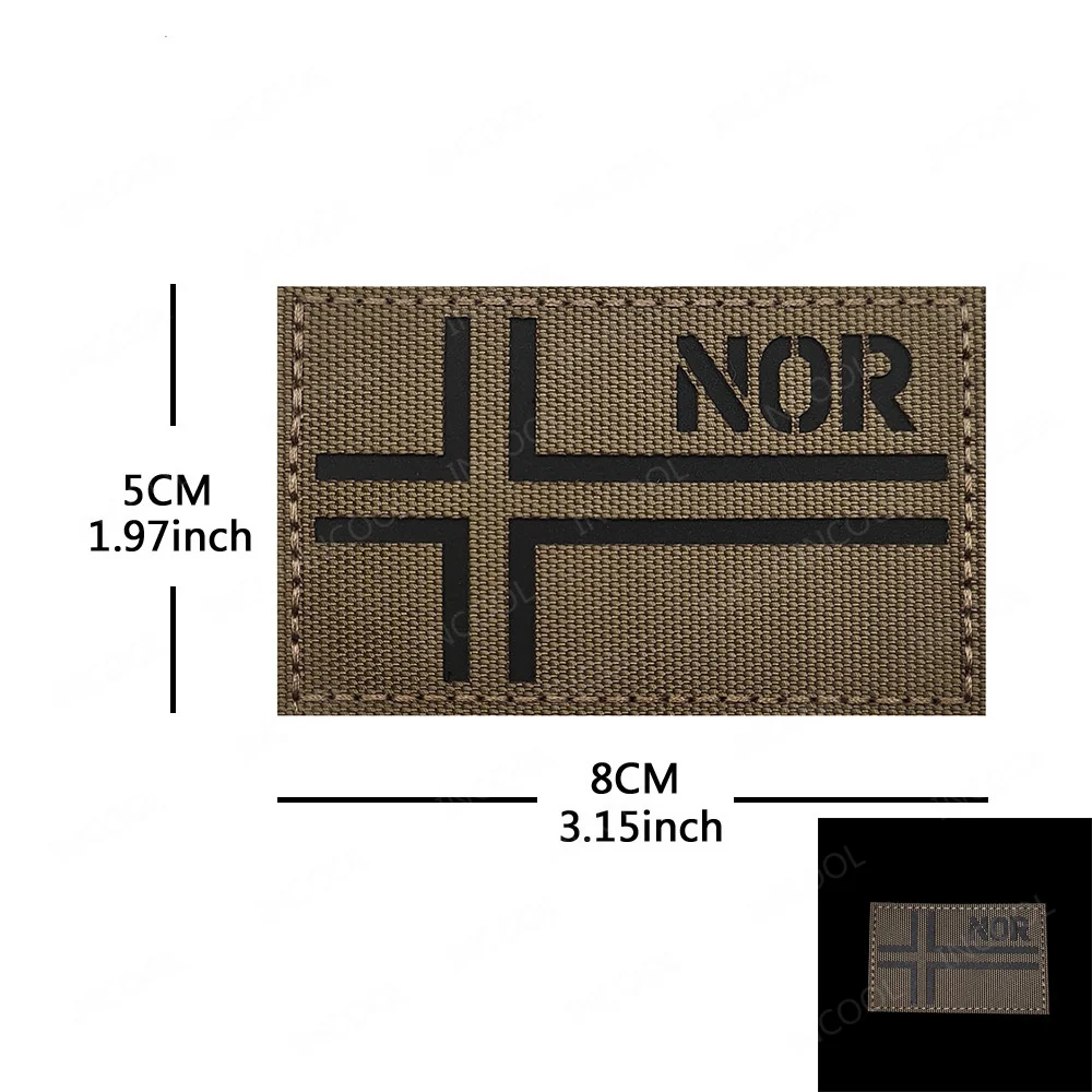Khaki Laser Cutting IR Reflective National Flag Spain France Czech Italy Poland Greece Patches Tactical Appliques Armband Badges - imagen 5