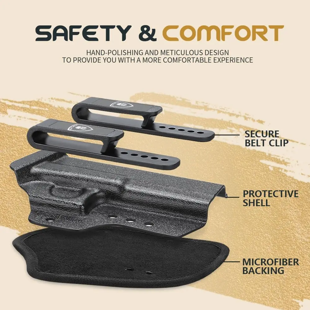 Para Glock 19,19X Gen 3-5,G23/32 Gen 3-4 G44/45, funda híbrida Kydex y nailon, bozal óptico cortado y abierto, transporte oculto, mano derecha - imagen 3