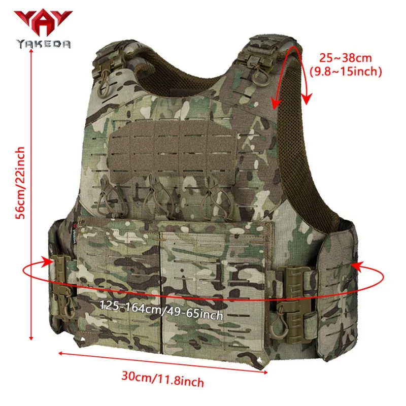 Yakeda-Chaleco de caza 1000D, sistema Molle de corte láser Modular de liberación rápida, táctico, con doble Triple bolsa para cargador - imagen 4