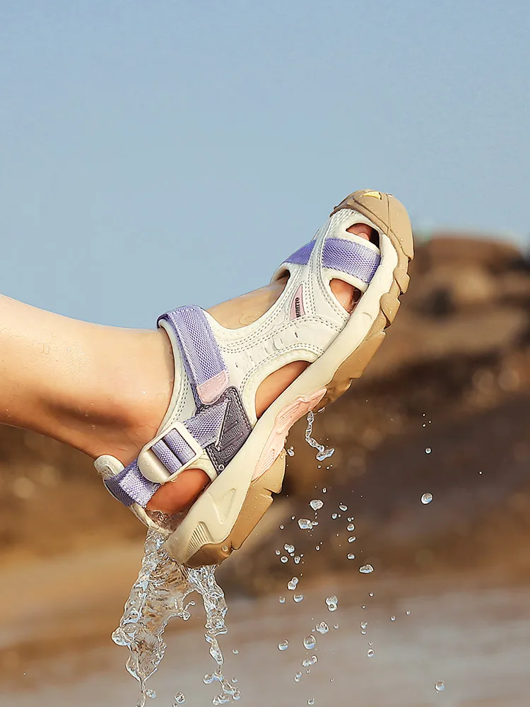 HUMTTO, zapatos para exteriores para hombre, zapatos acuáticos transpirables de verano, zapatillas de playa de secado rápido, sandalias de malla de goma para mujer - imagen 3