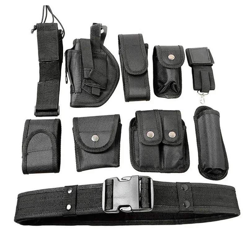 Nuevo Kit de cinturón de servicio 10 en 1 con bolsas, sistema de equipo táctico para aplicación de la ley, 10 Uds., cinturón de caza para acampar al aire libre - imagen 4