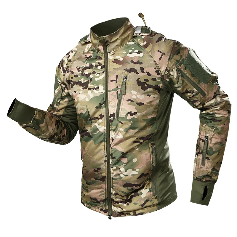 Chaqueta táctica de camuflaje Softshell para hombre, cortavientos con capucha, abrigo de lana, ropa de caza, chaquetas impermeables - imagen 3