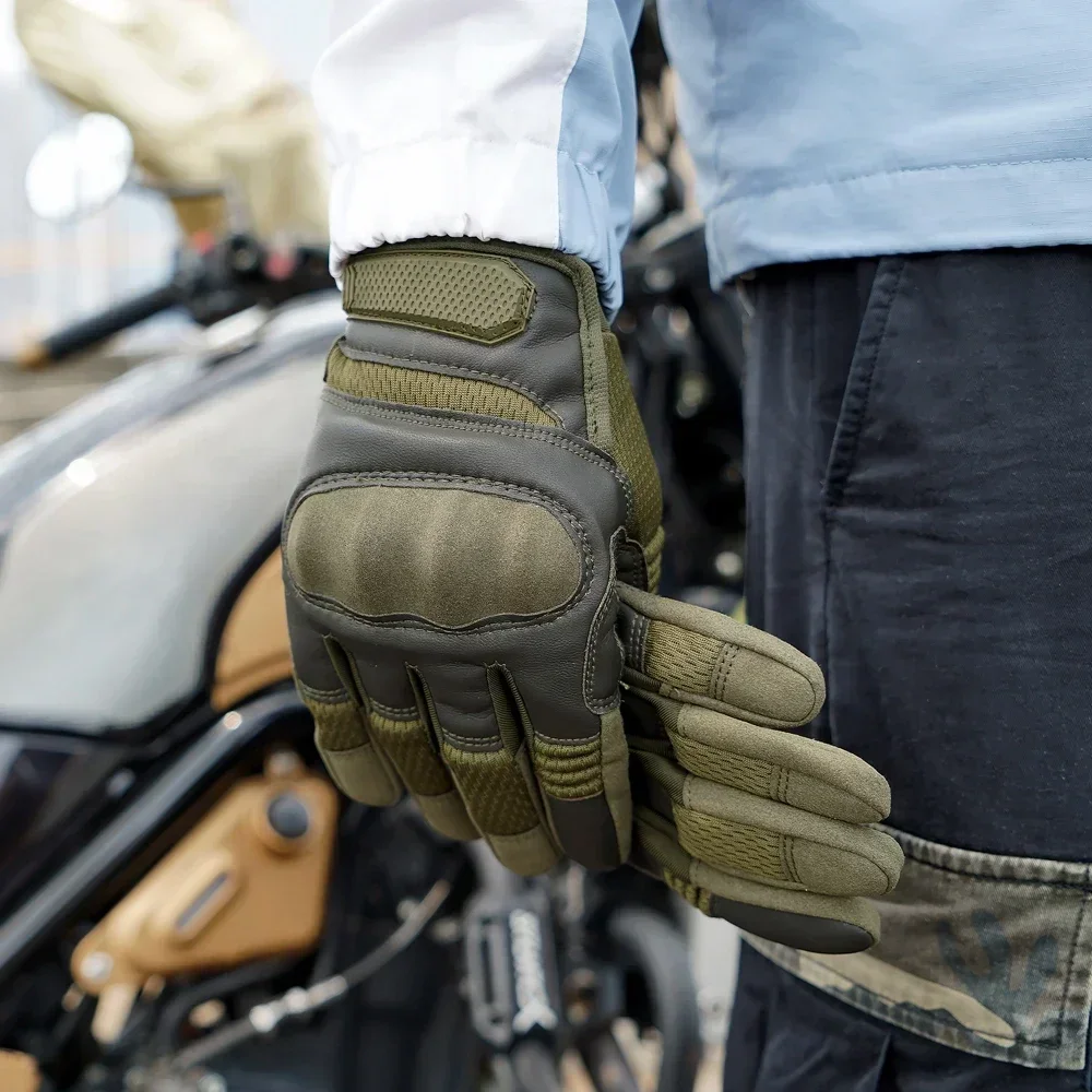 Guantes tácticos de cuero PU con pantalla táctil para hombre, manoplas con dedos completos para combate militar, Airsoft, senderismo, ciclismo, escalada y tiro - imagen 4
