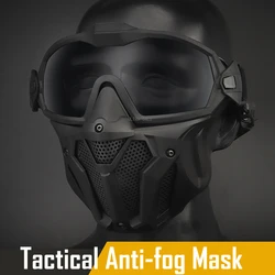 Máscara táctica de cara completa, ventilador antiniebla, equipo de protección de seguridad para tiro, caza, Airsoft, Paintball, gafas desmontables, juego de máscaras