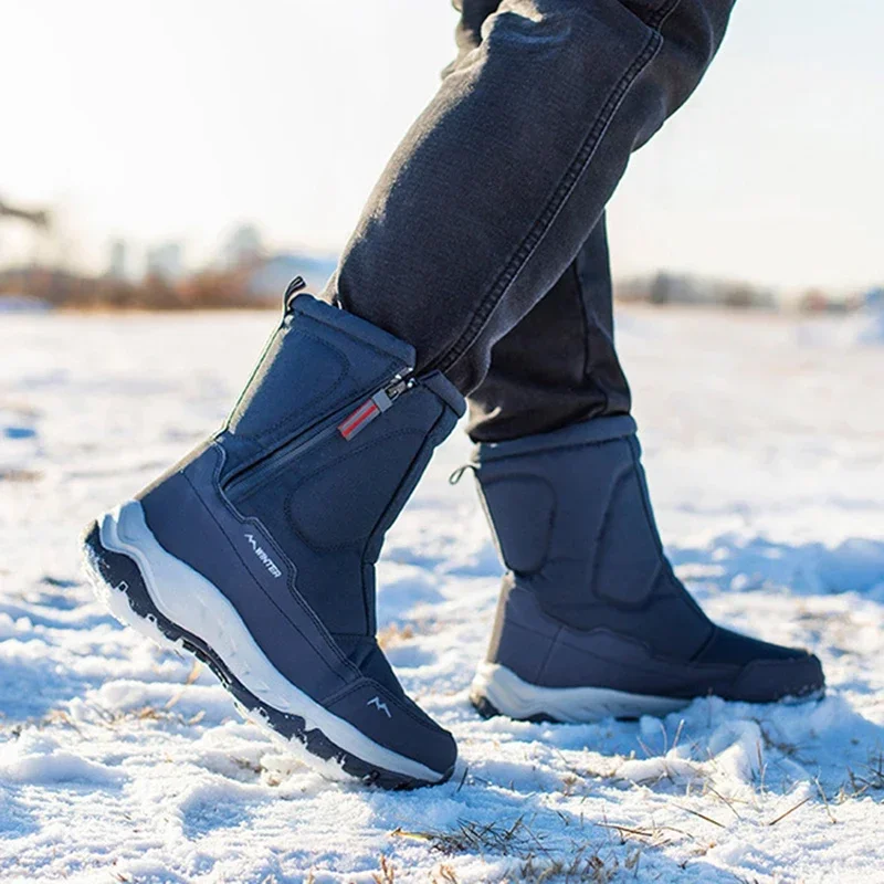 Botas de nieve altas de invierno para hombre, zapatos de mujer, forro polar de lana, impermeables, antideslizantes, botas de invierno de piel gruesa y cálida-40 grados, talla 36-45 - imagen 2