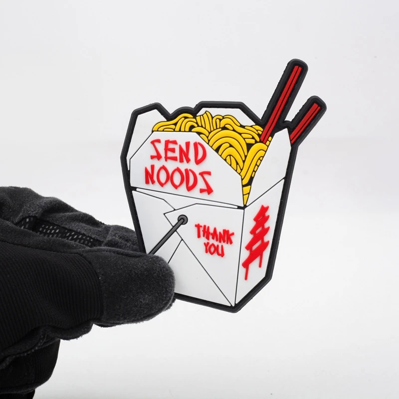 Parche creativo de gancho y bucle para fideos instantáneos, accesorios de PVC, parches brillantes, insignia moral para exteriores, insignias tácticas para ropa - imagen 3