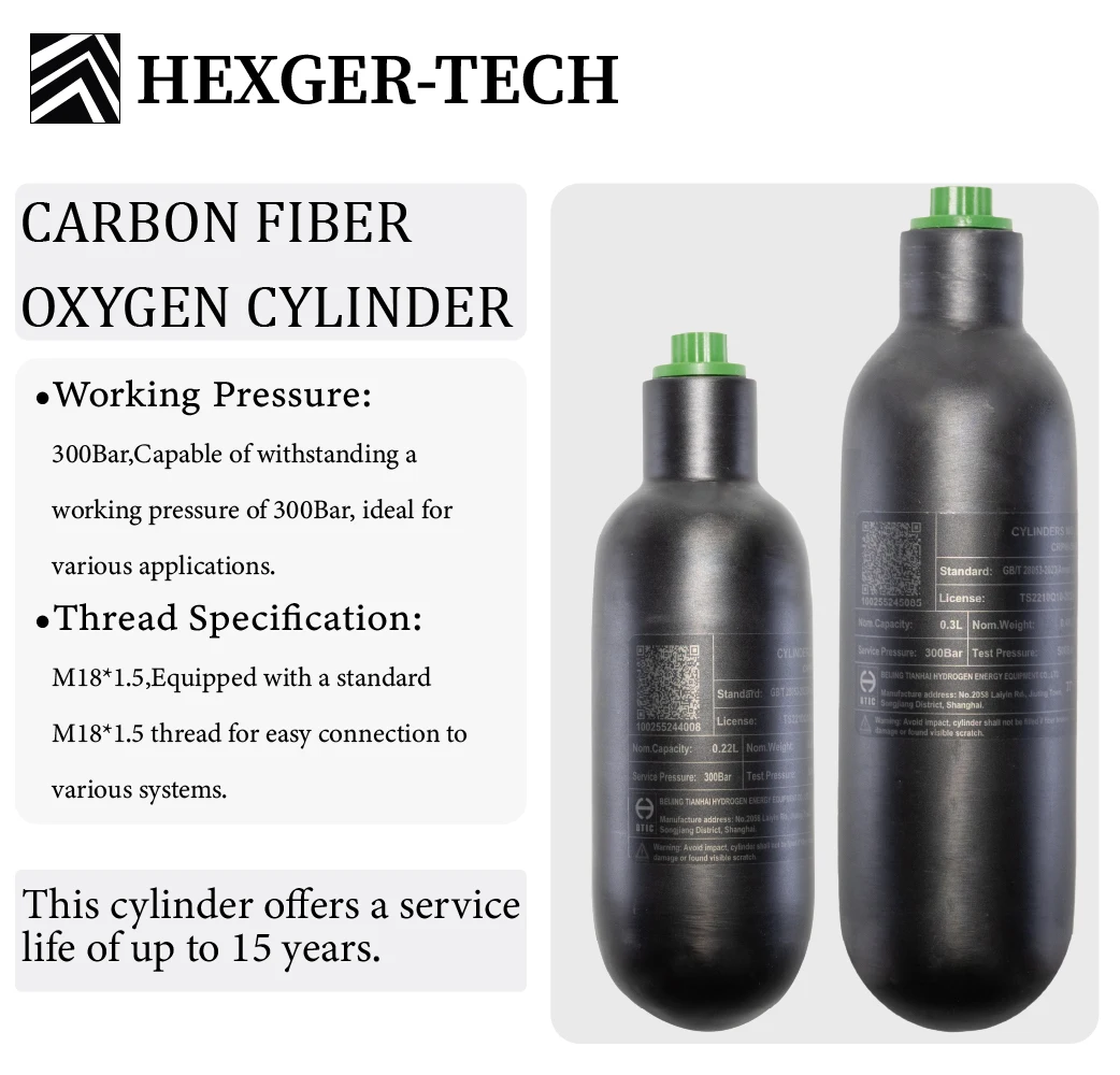 Cilindro HPA en fibra de carbono alta presión para buceo