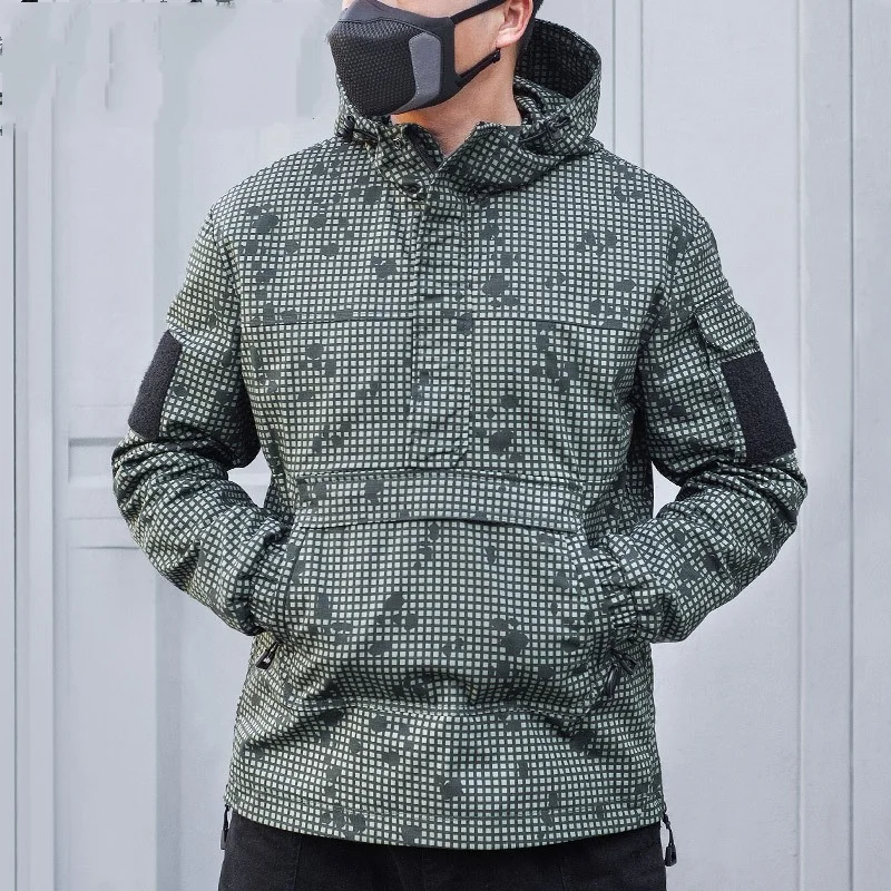 Abrigo de camuflaje táctico de canguro para hombre, Sudadera con capucha para exteriores, Jersey cortavientos de montañismo, primavera y otoño, novedad de 2023 - imagen 2