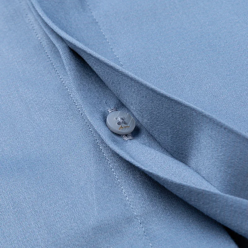 Camisas de negocios de manga corta para hombre, Camisa lisa de seda de morera, transpirable, informal, de alta calidad, a la moda, novedad de verano - imagen 4