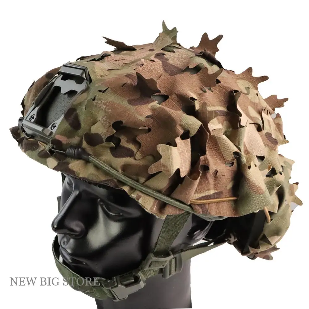 Cubierta táctica para casco, malla transpirable, árbol de camuflaje de jungla 3D, disfraz de hoja biomimética, cubierta para casco rápido - imagen 5