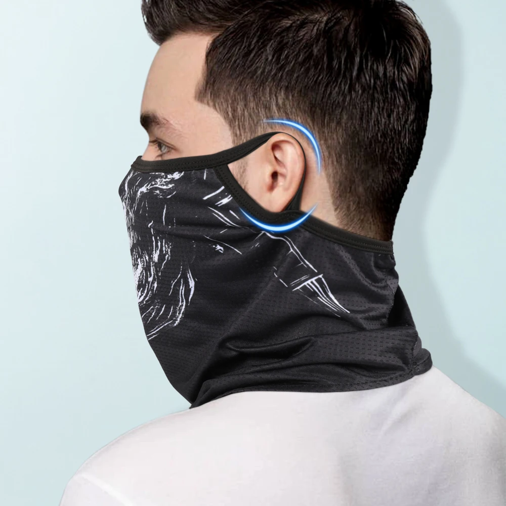 Bufanda triangular con calavera 3D para hombre y mujer, pañuelo para colgar en la oreja para ciclismo, senderismo, caza, pesca, deportes, máscara facial para bicicleta, polaina para el cuello - imagen 4