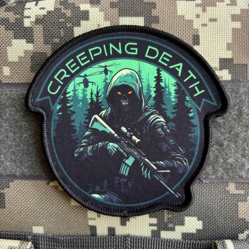 Parche táctico de muerte rasante, parches de impresión del ejército, gancho y bucle, insignia de moral de soldado Ranger, brazalete militar, pegatina para mochila