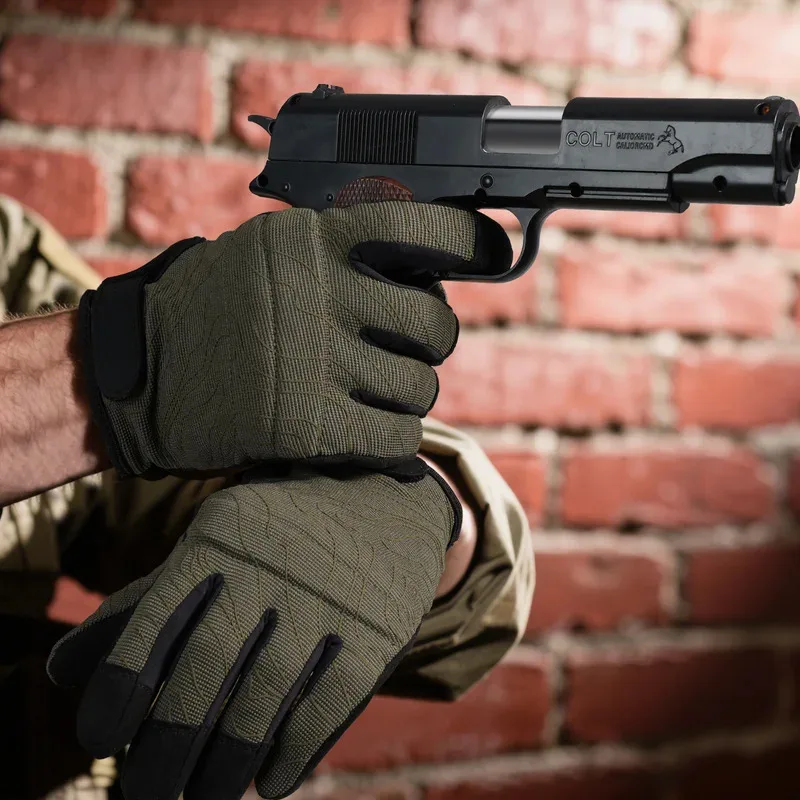 Guantes tácticos transpirables para tiro con todos los dedos, pueden tocar la pantalla, guantes para montar, accesorio de caza