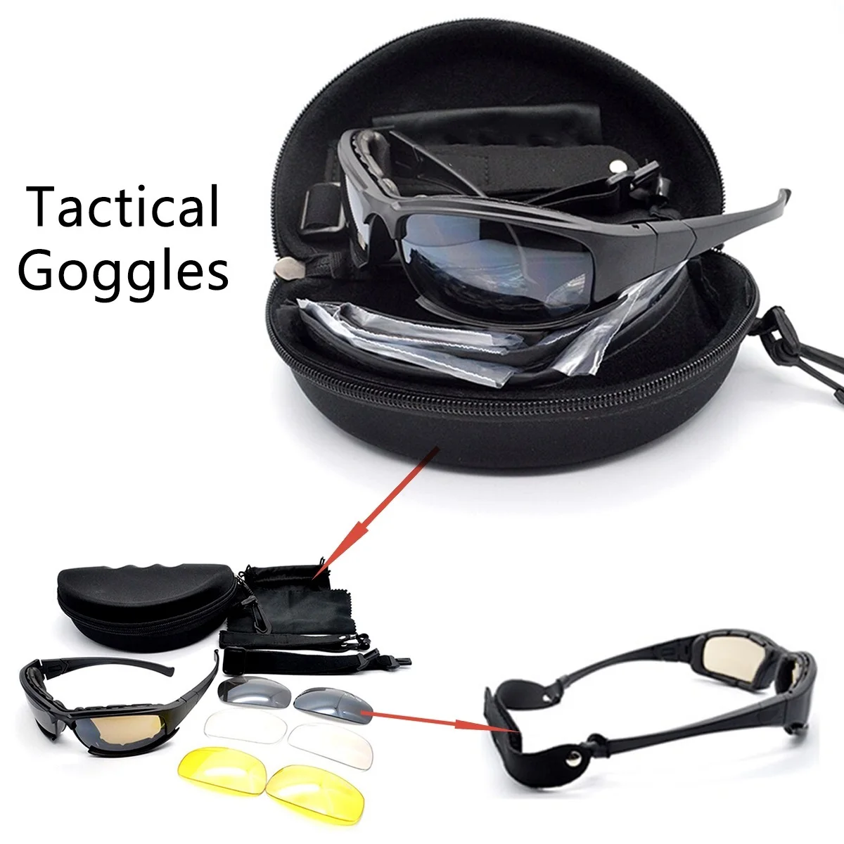 Casco táctico MICH 2000 con máscara de calavera Airsoft, gafas tácticas, linterna de 4 lentes, Clip de linterna de 25MM para Cosplay de Paintball - imagen 5