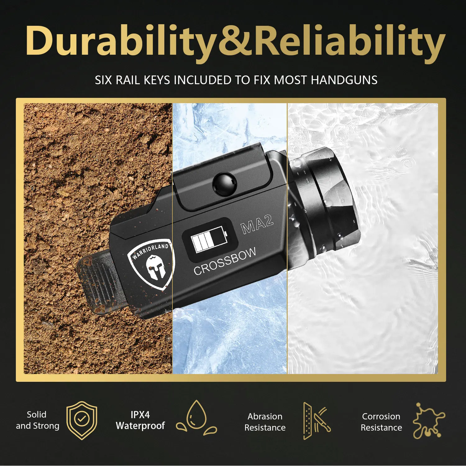 WARRIORLAND Luz universal y funda IWB Kydex compatible con luz de pistola G17/19 Gen3-5 LED blanco luces de pistola recargables USB mano derecha - imagen 3