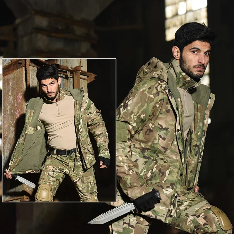 Chaqueta táctica chaquetas de senderismo G8 ropa de hombre impermeable cálido abrigos con capucha rompevientos ropa de caza de lana chaqueta de camuflaje - imagen 4
