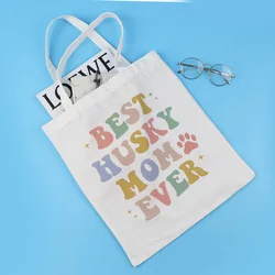 MEJOR HUSKY Bolso de mano de lona, bolso de compras para mujer, bolso de hombro de colegio plegable, bolsa de almacenamiento de moda
