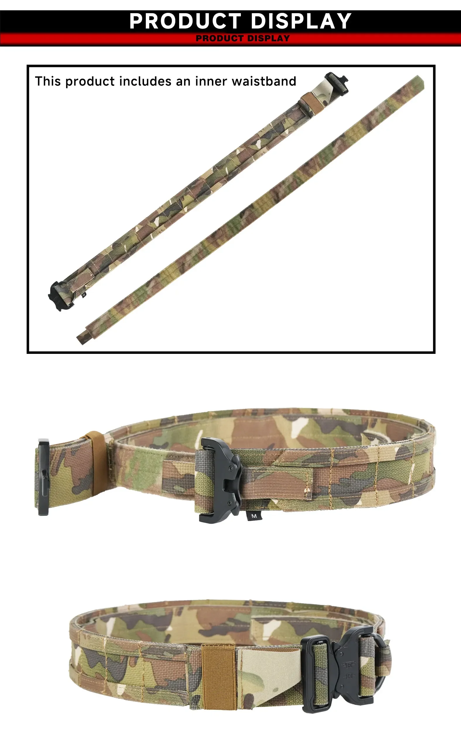 Tactical Belt with Quick Release Metal Buckle Airsoft Heavy Duty Belt MOLLE Laser Cut Mens Belts Hunting Accessory Outdoor - imagen 5