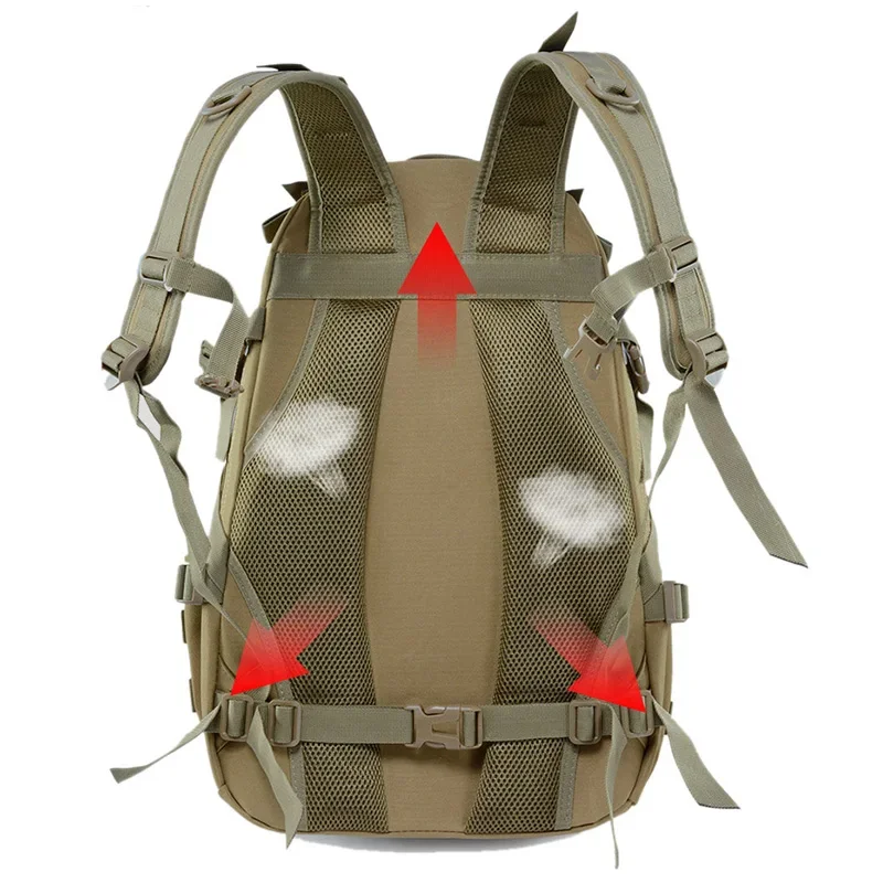 Mochila de Camping de 40L para hombre, bolsa de viaje para exteriores, Camuflaje Molle, senderismo, bolso de hombro reflectante para exteriores - imagen 4