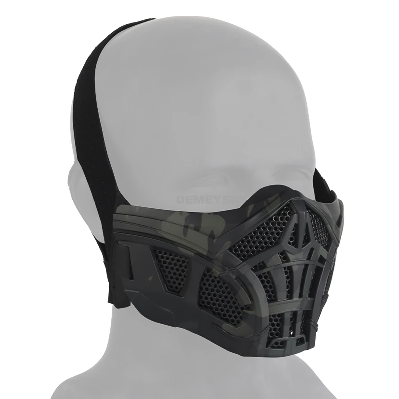 Máscara táctica de media cara para tiro Airsoft, diseño interior de silicona, máscaras faciales de malla de acero transpirable, accesorios de Cosplay para fiesta de Halloween - imagen 2
