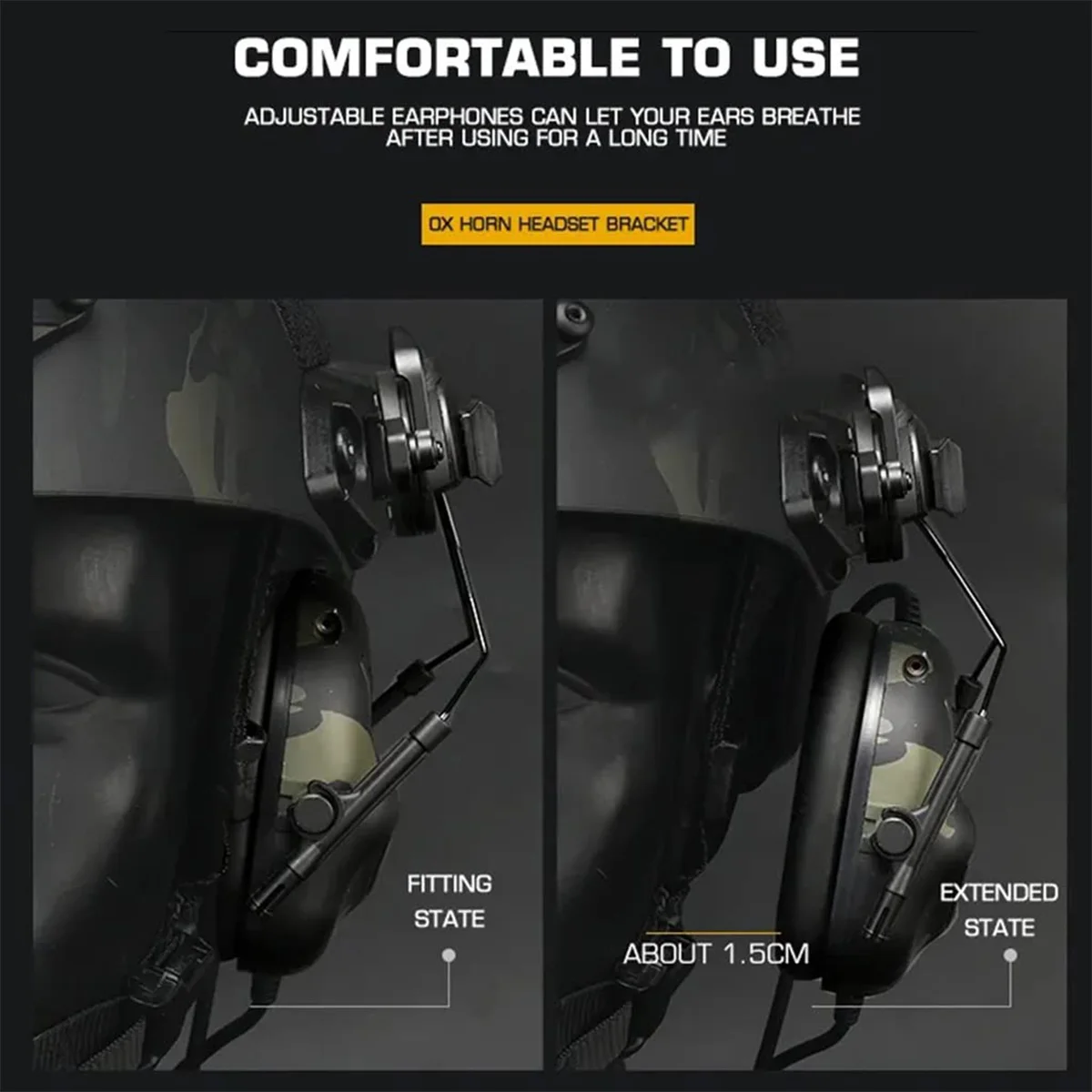 Soporte de auriculares con suspensión de riel para casco táctico, 2 adaptadores de arco para casco, orejeras de caza, accesorios del lado izquierdo y derecho - imagen 4