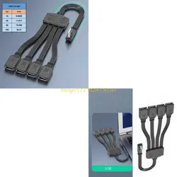 J1HC 4 en 1 Cable divisor USB Cable portátil USB2.0 para cargar transferencia datos