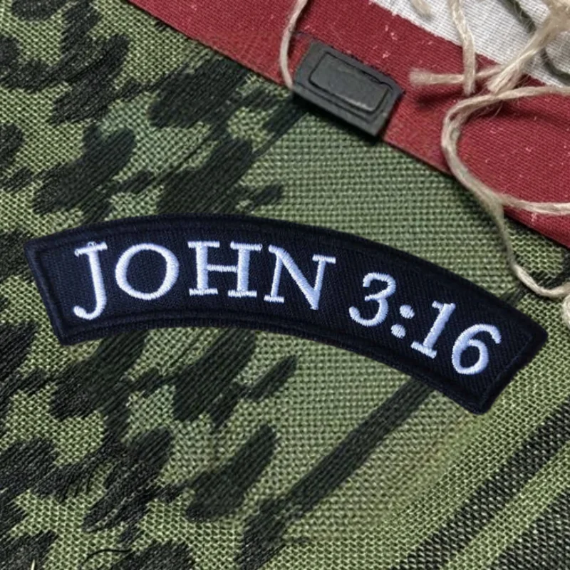 Parche bordado JOHN 3:16 de Jesús, chaleco táctico, insignia de moral con gancho y bucle, pegatinas decorativas para mochila, parches para brazalete para ropa - imagen 2