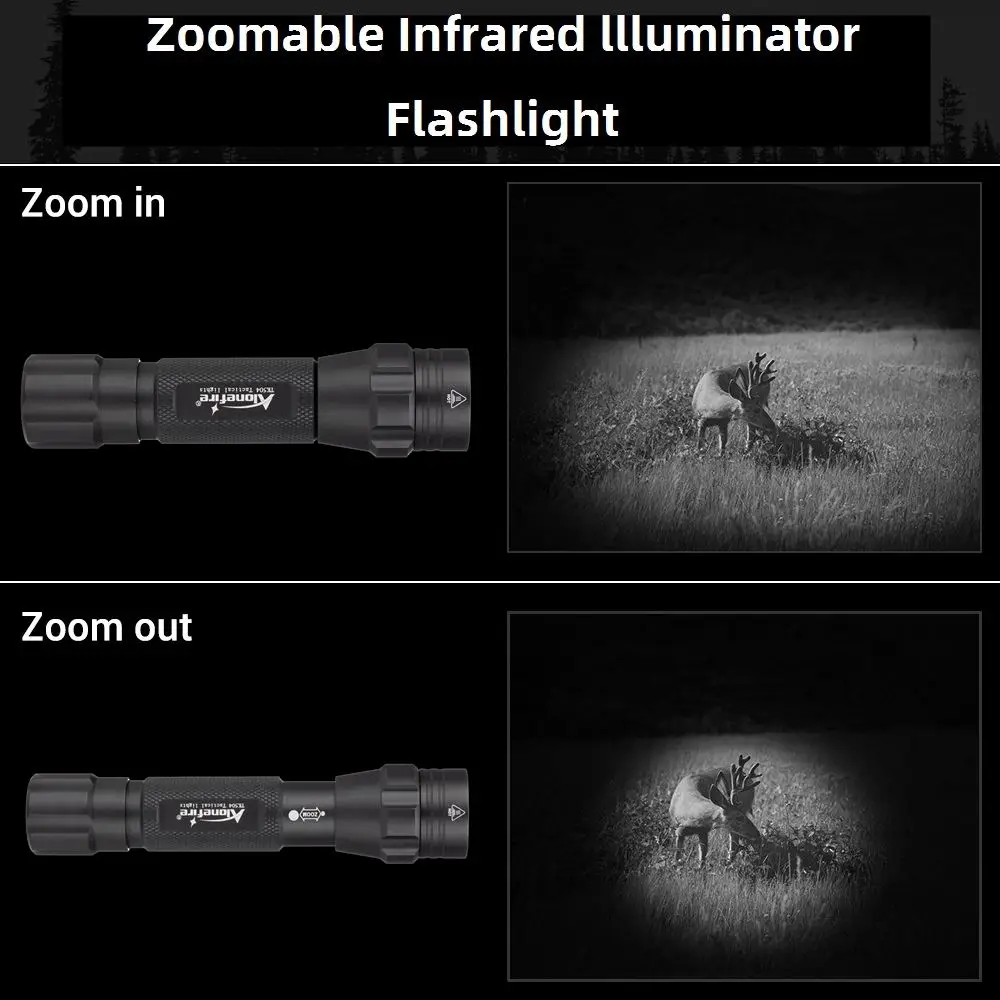 IR850nm y 940nm, el último Zoom LED infrarrojo, visión nocturna de alto brillo, luz de relleno infrarroja, linterna táctica con Zoom para caza, iluminación IR - imagen 3