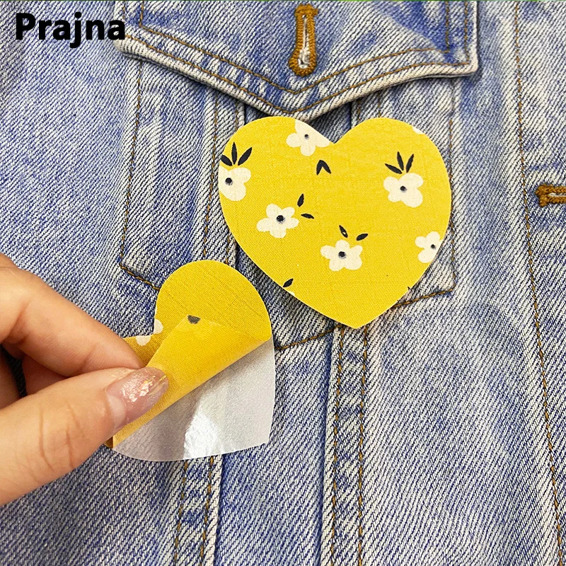 Parches de tela para planchar, parches ovalados de corazón de amor, reparación de ropa para Jean, bolso, falda Floral, 1/10/12 piezas - imagen 3