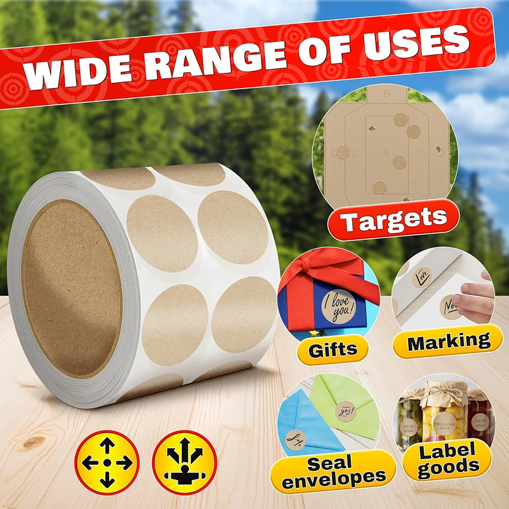 420/500 Uds pegatinas de destino parches autoadhesivos etiquetas de papel Kraft para objetivo parche Bullseye para práctica de tiro - imagen 2