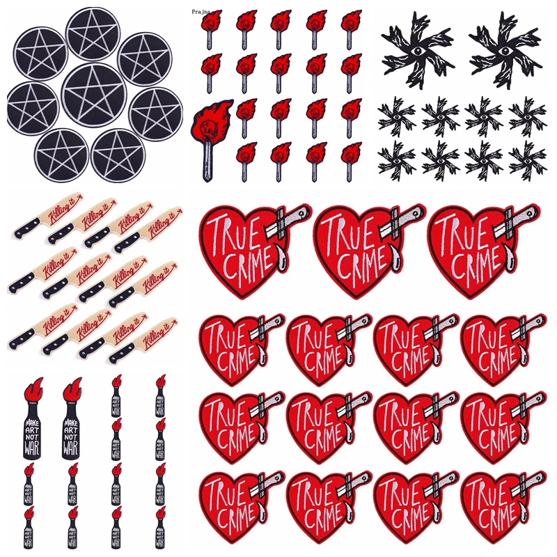 Parche bordado de calavera para ropa, pegatinas de costura de películas de terror, Punk, 10 piezas, venta al por mayor - imagen 2